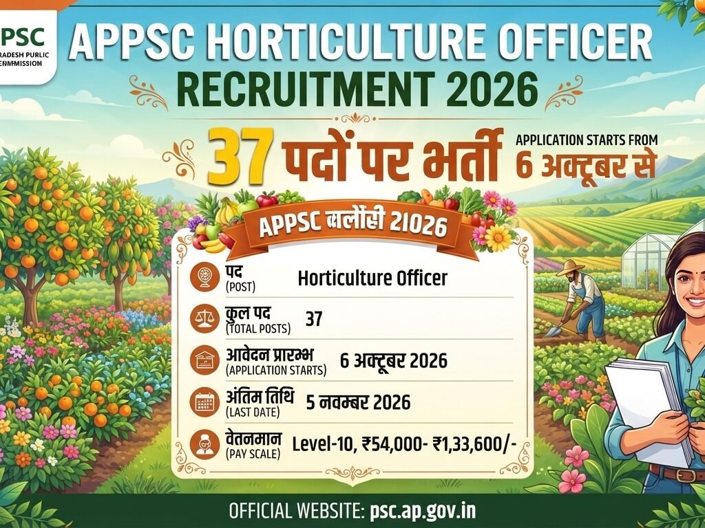 APPSC Horticulture Officer Recruitment 2026 में 37 पद