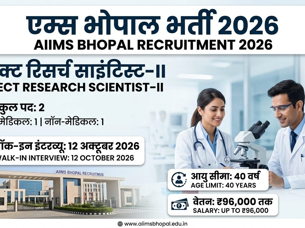 AIIMS Bhopal Project Research Scientist II Recruitment 2026
