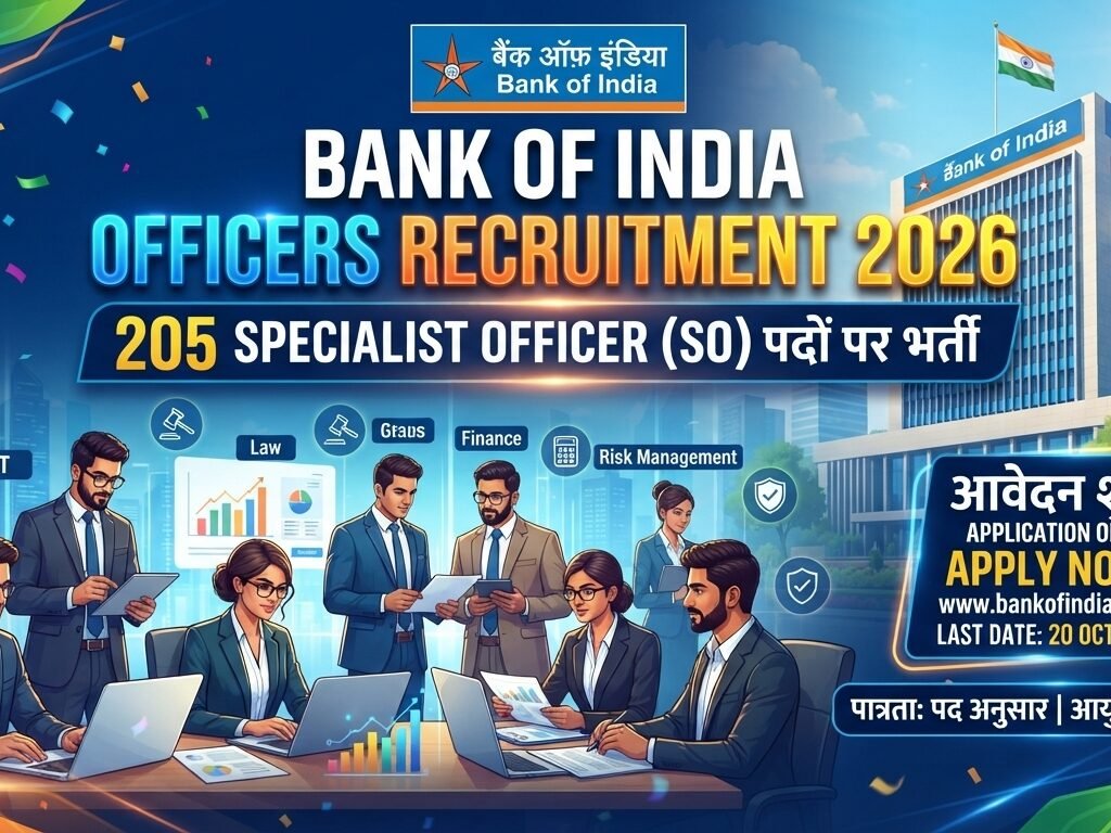 Bank of India Officers Recruitment 2026 205 Specialist Officer PostsRecruitment 2026 205 Specialist Officer Posts