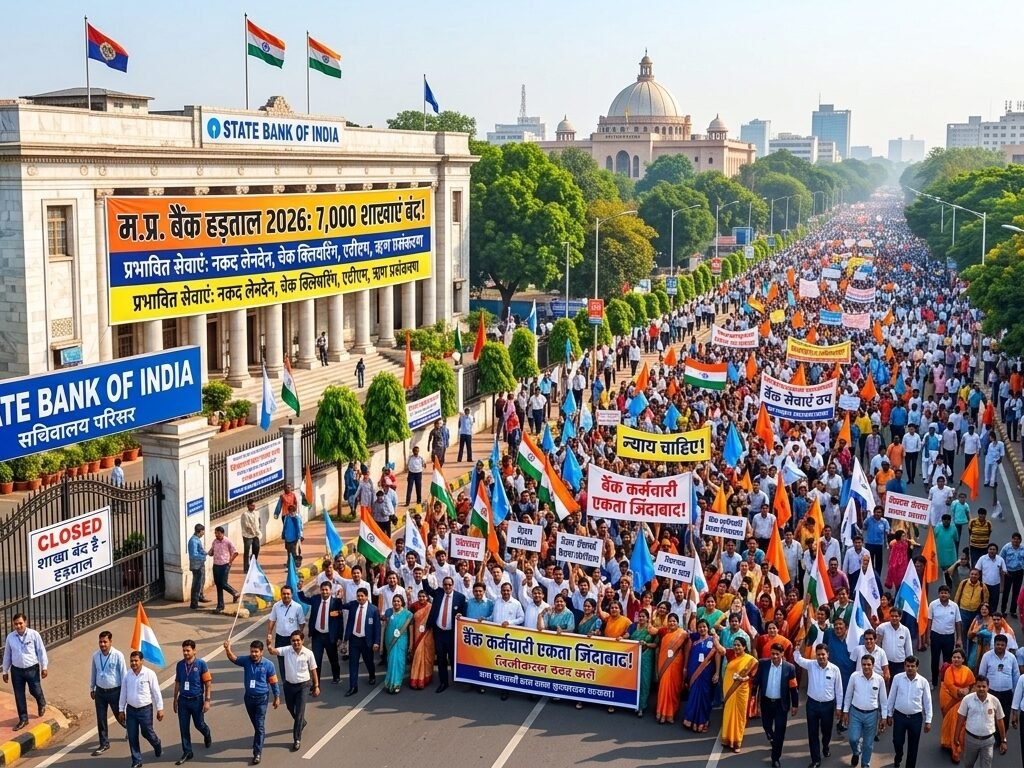 MP Bank Strike 2026 में मध्य प्रदेश की बैंक शाखाओं पर असर