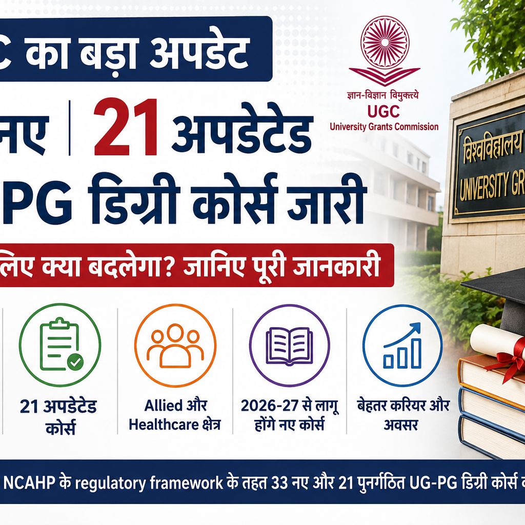 UGC 33 नए और 21 अपडेटेड UG PG डिग्री कोर्स 2026