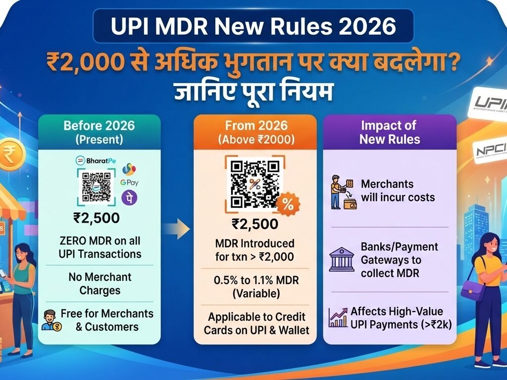 UPI MDR New Rules 2026 में ₹2000 से अधिक merchant payment के नए नियम