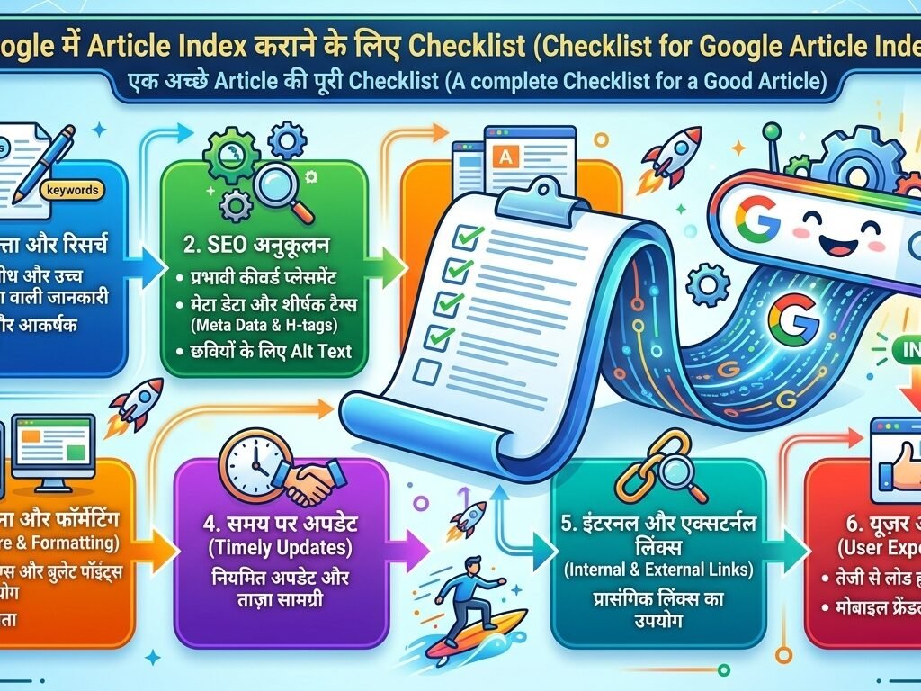 Google में Article Index कराने के लिए जरूरी SEO और Content Checklist