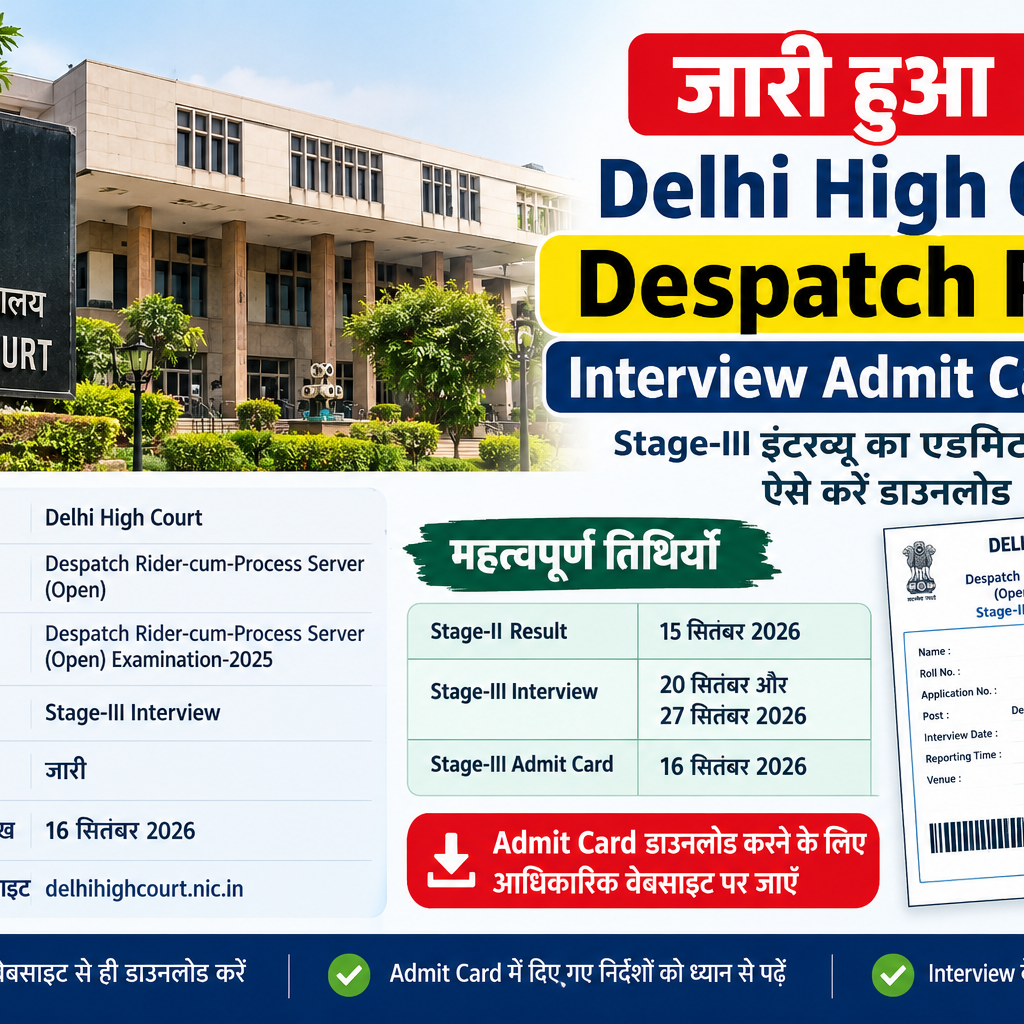 Delhi High Court Despatch Rider Interview Admit Card 2026