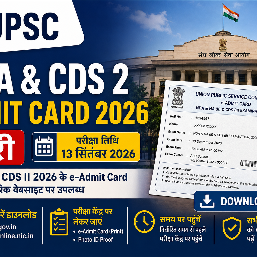 UPSC NDA CDS 2 Admit Card 2026 जारी