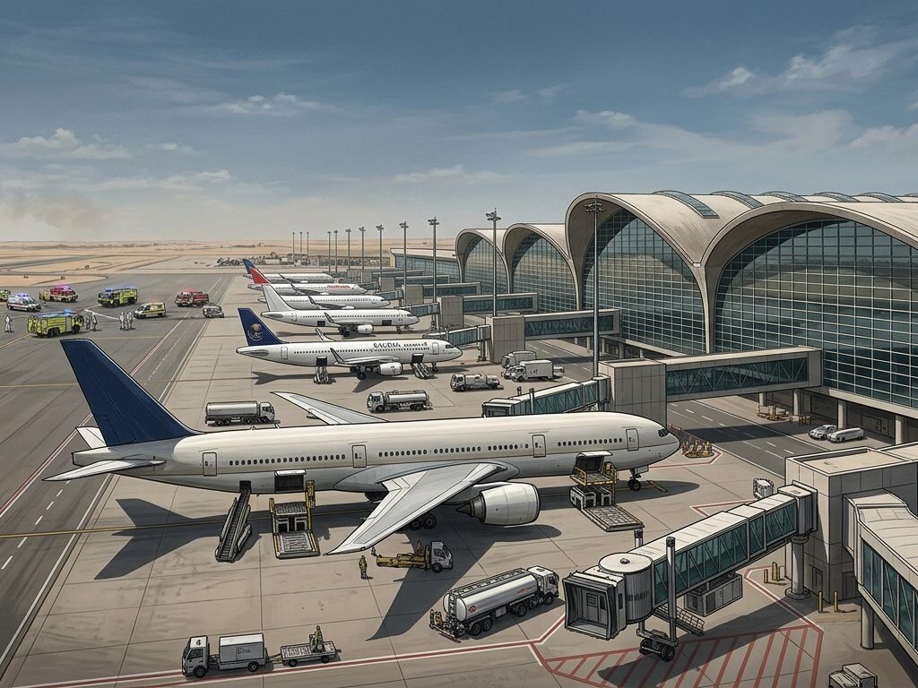 Riyadh King Khalid International Airport amid reported flight disruptions after an attack on October 10, 2026