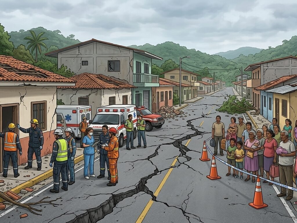 Panama earthquake magnitude 7.7 damages buildings near Pitaloza Arriba in October 2026