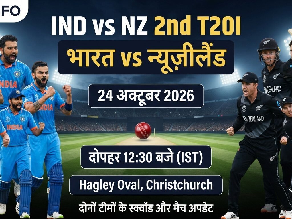 IND vs NZ 2nd T20I 2026 भारत बनाम न्यूज़ीलैंड क्रिकेट मैच 24 अक्टूबर